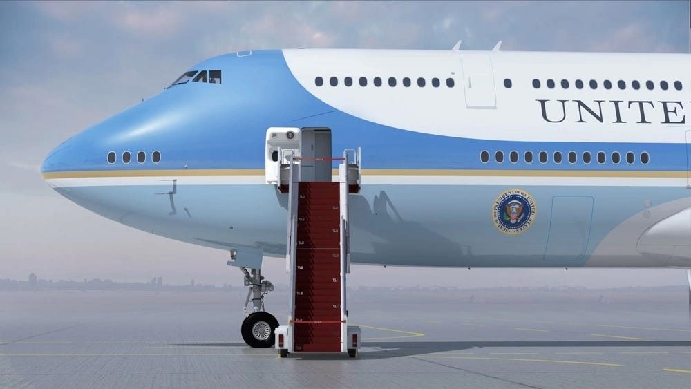 An artist rendering of the "Next Air Force One," the VC-25B, which will succeed the current Air Force One, VC-25A.