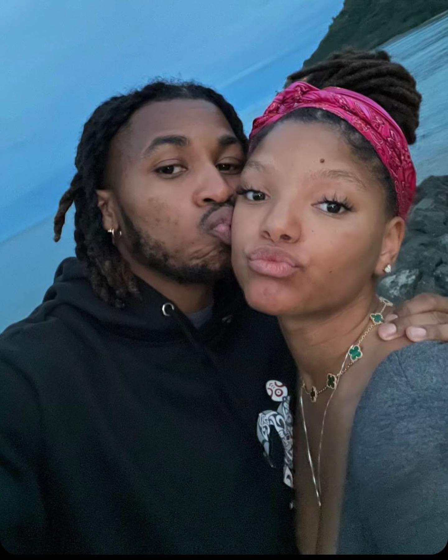 Halle Bailey and DDG in an informal selfie. 