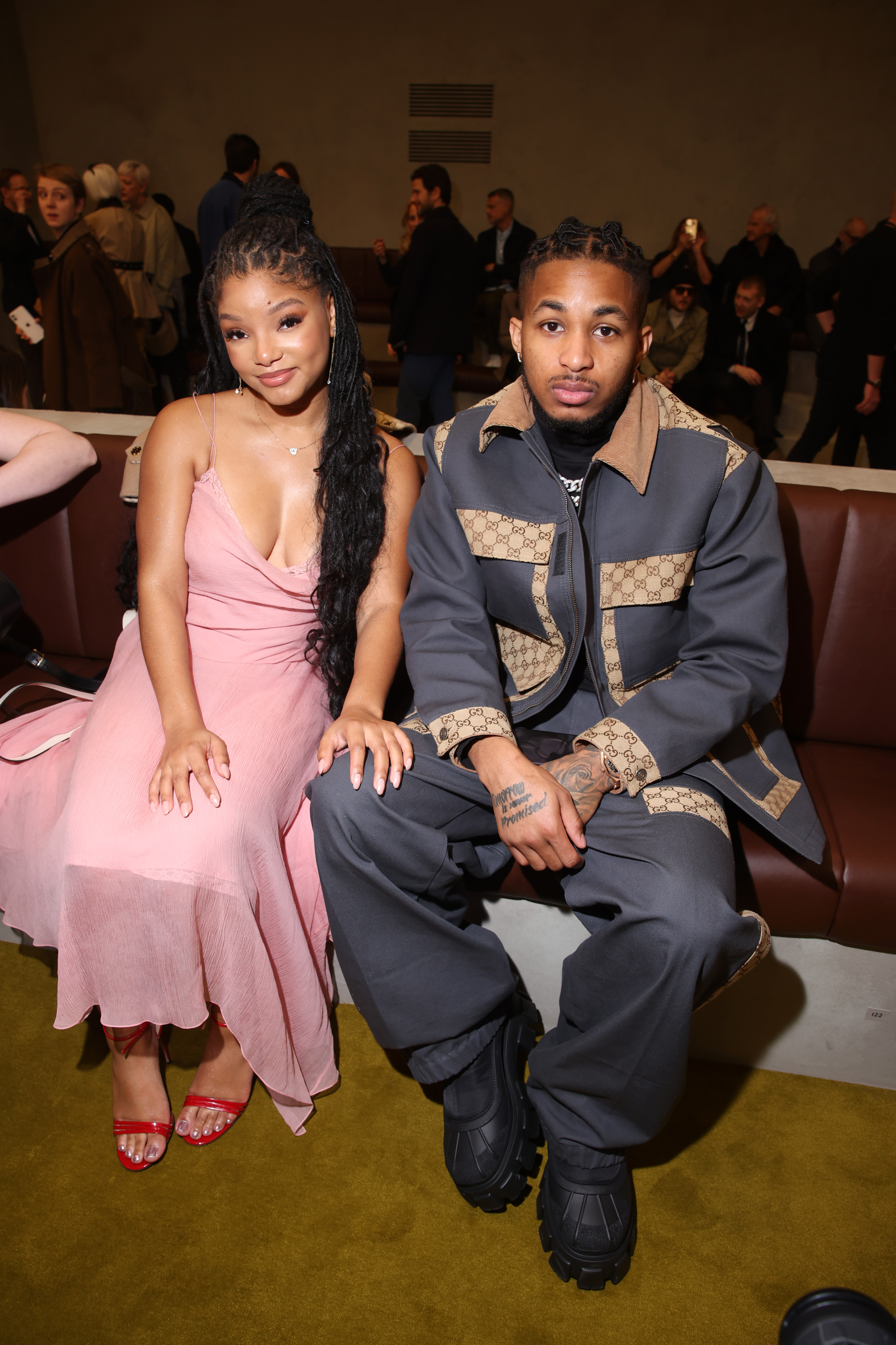 Halle Bailey sits with DDG. 