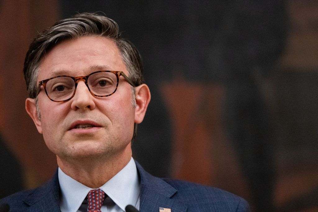 Speaker of the House Mike Johnson (R-LA) speaks at a candlelight vigil honoring fallen law enforcement officers at the U.S. Capitol in Washington, DC on May 13, 2025.