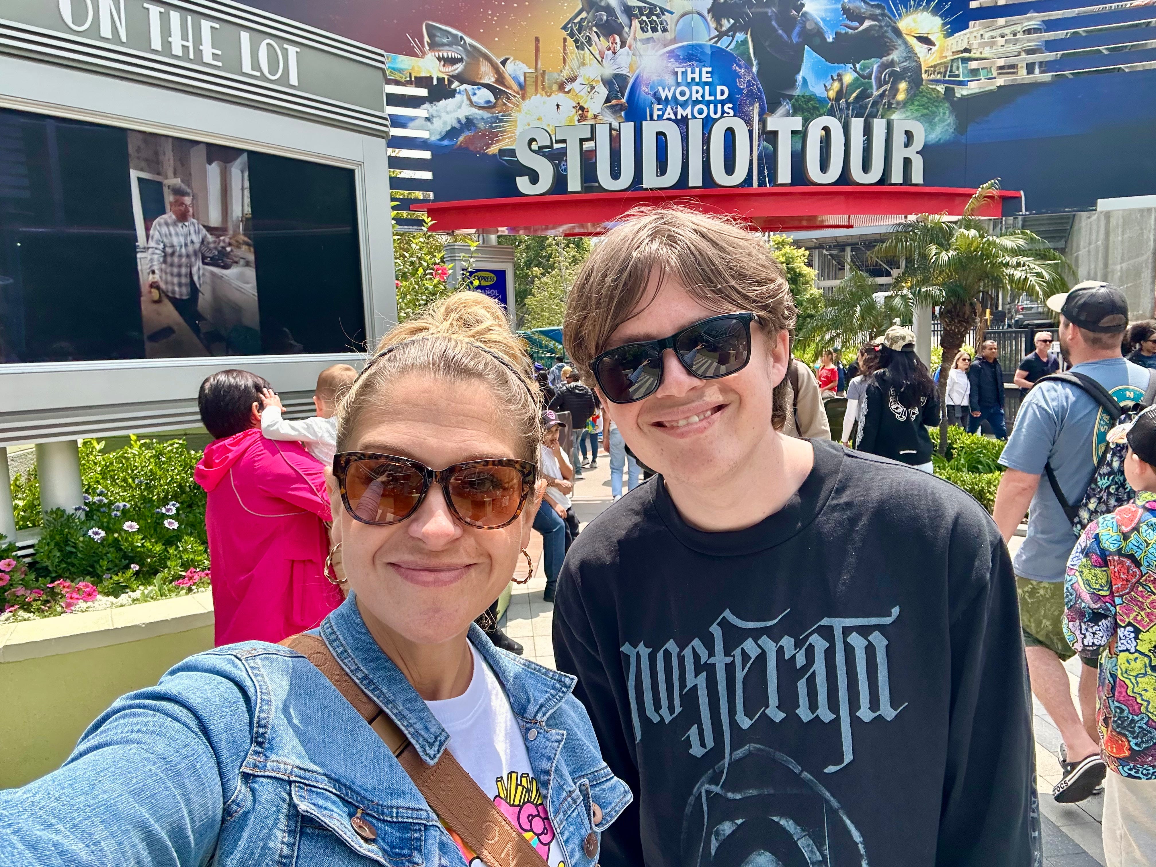 The author and her son did a studio tour at Universal Hollywood.
