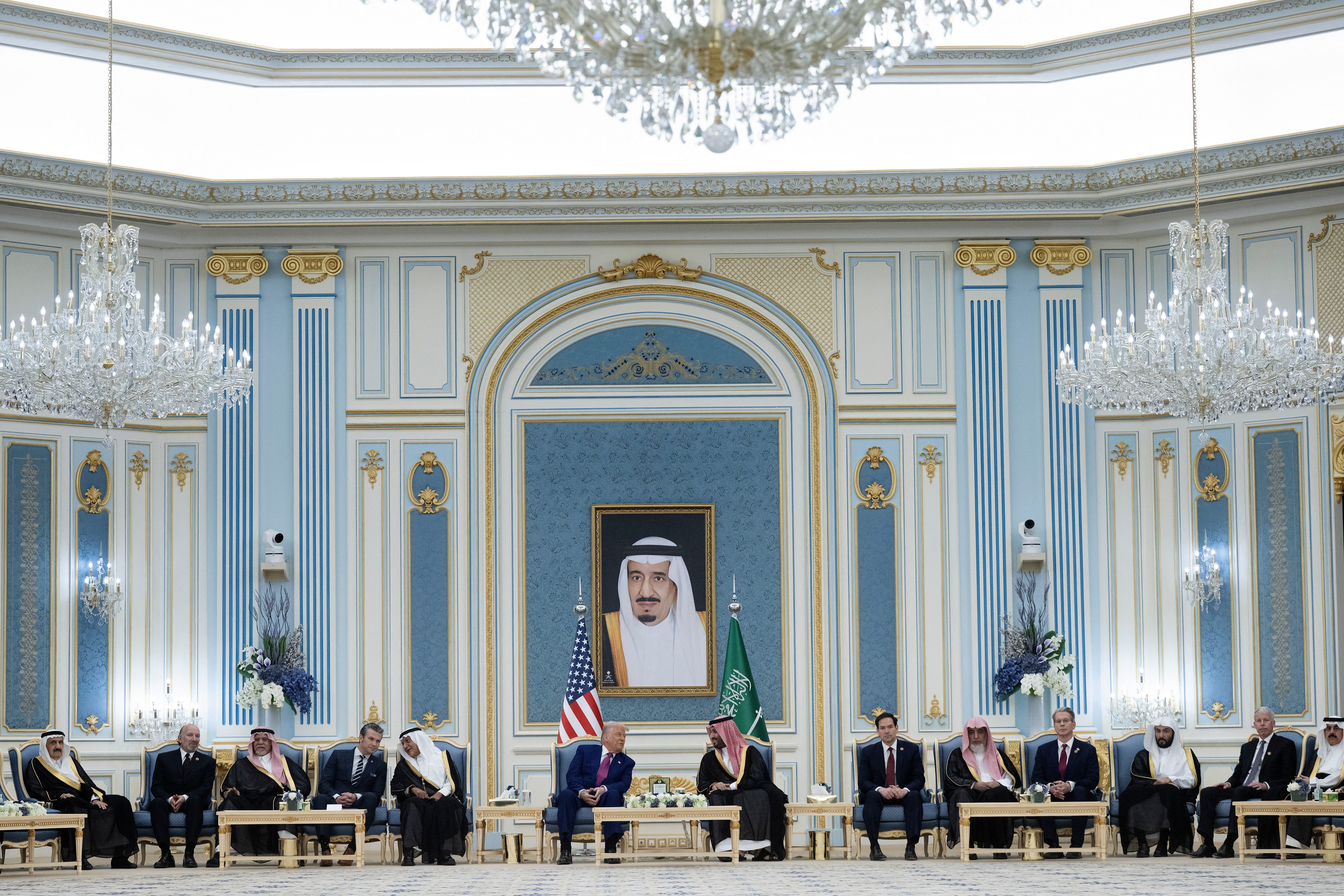 image of trump and crown prince chatting in lavish room