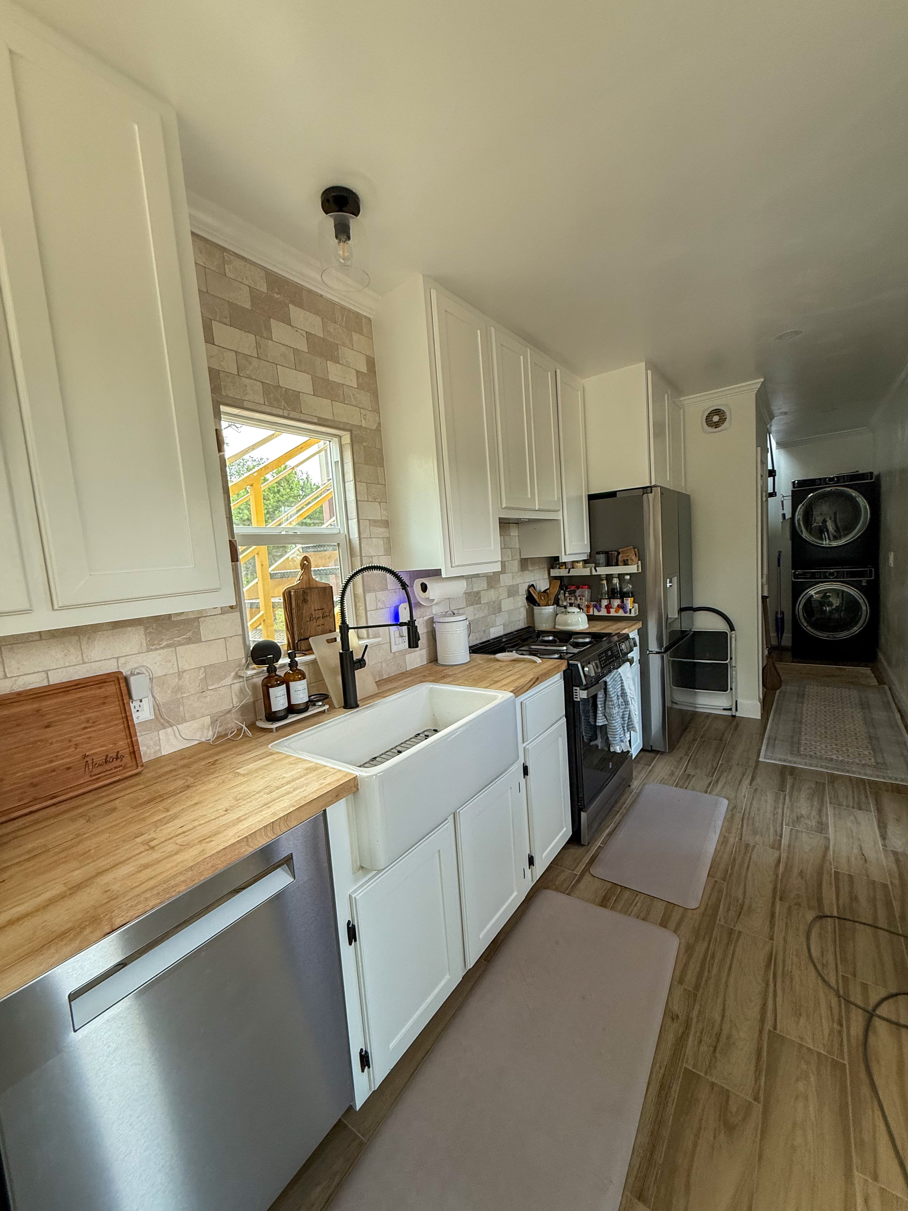 A kitchen in a tiny home.