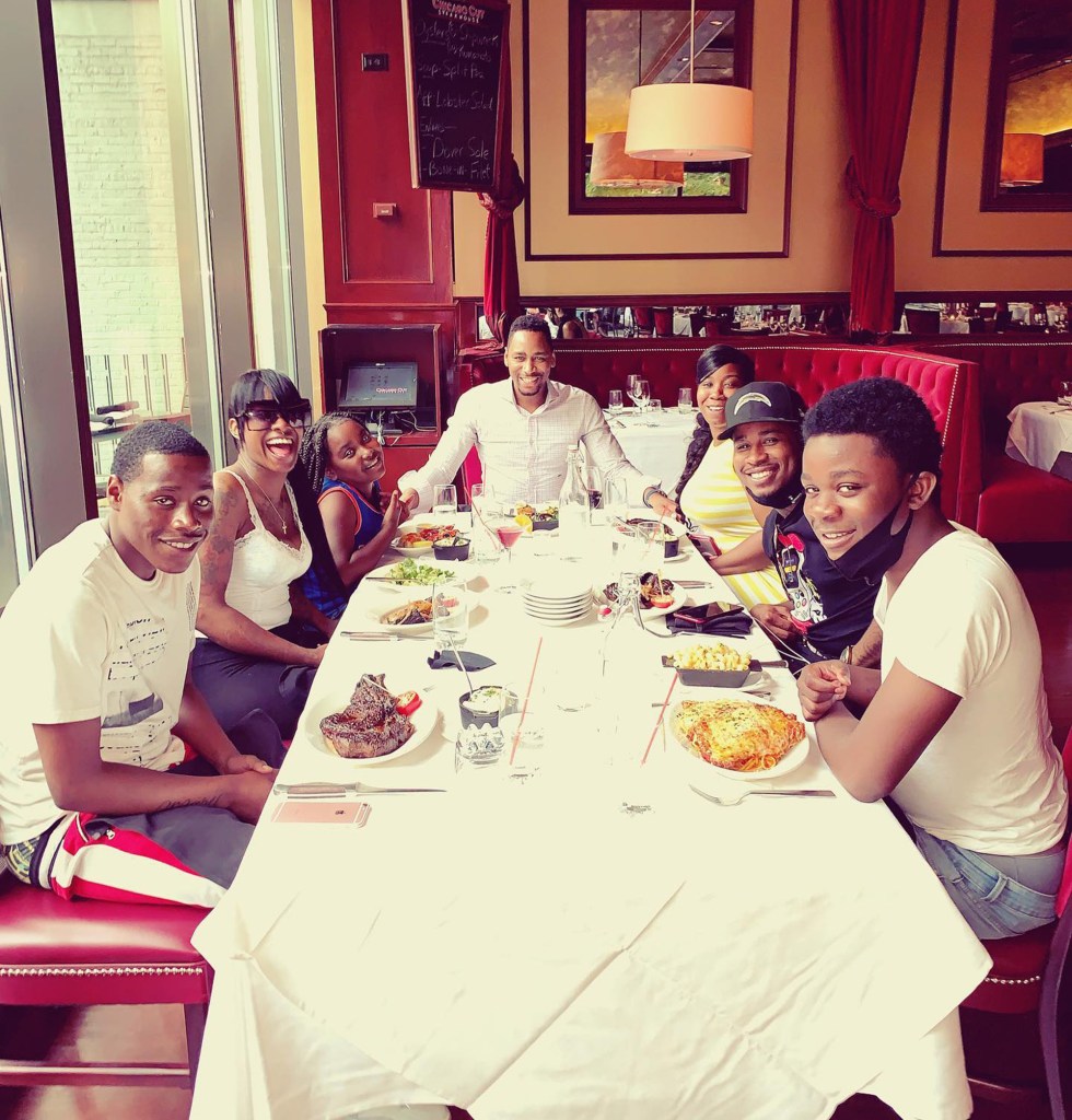 Caldwell shared this family picture to Instagram that captured him having a meal with relatives including his younger brother.