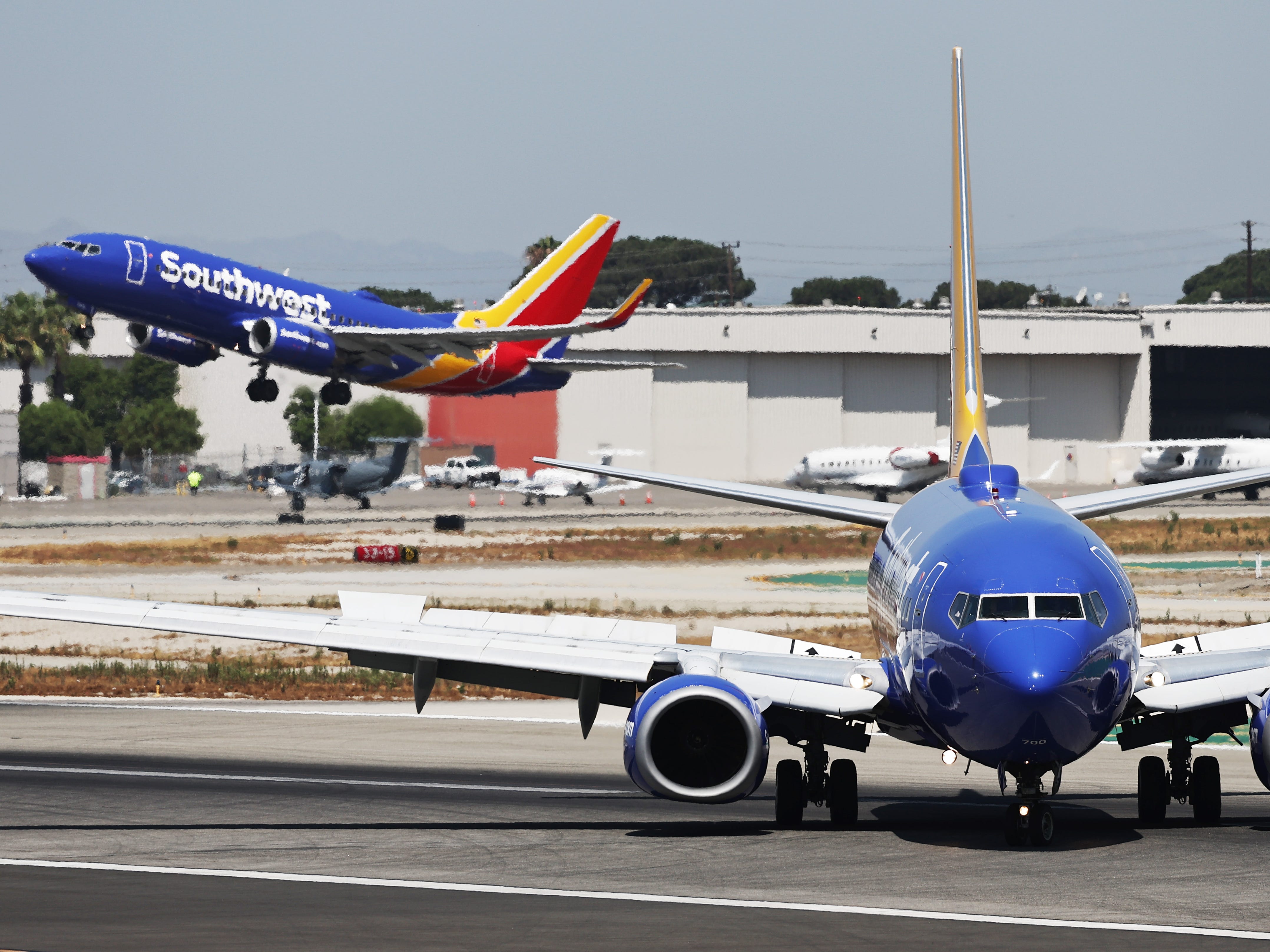 Southwest planes at an airport