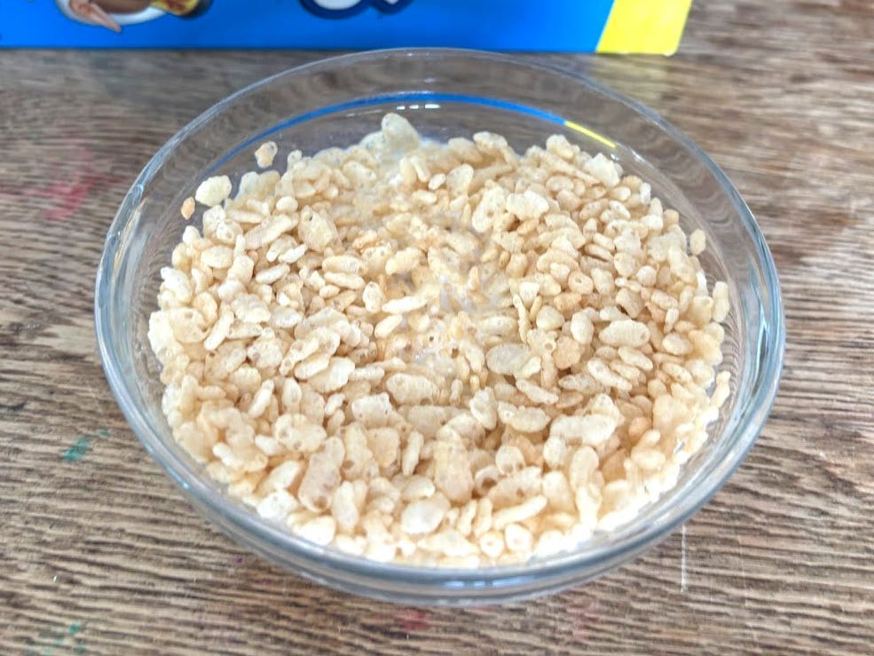 A bowl of Kellogg's Rice Krispies with milk.
