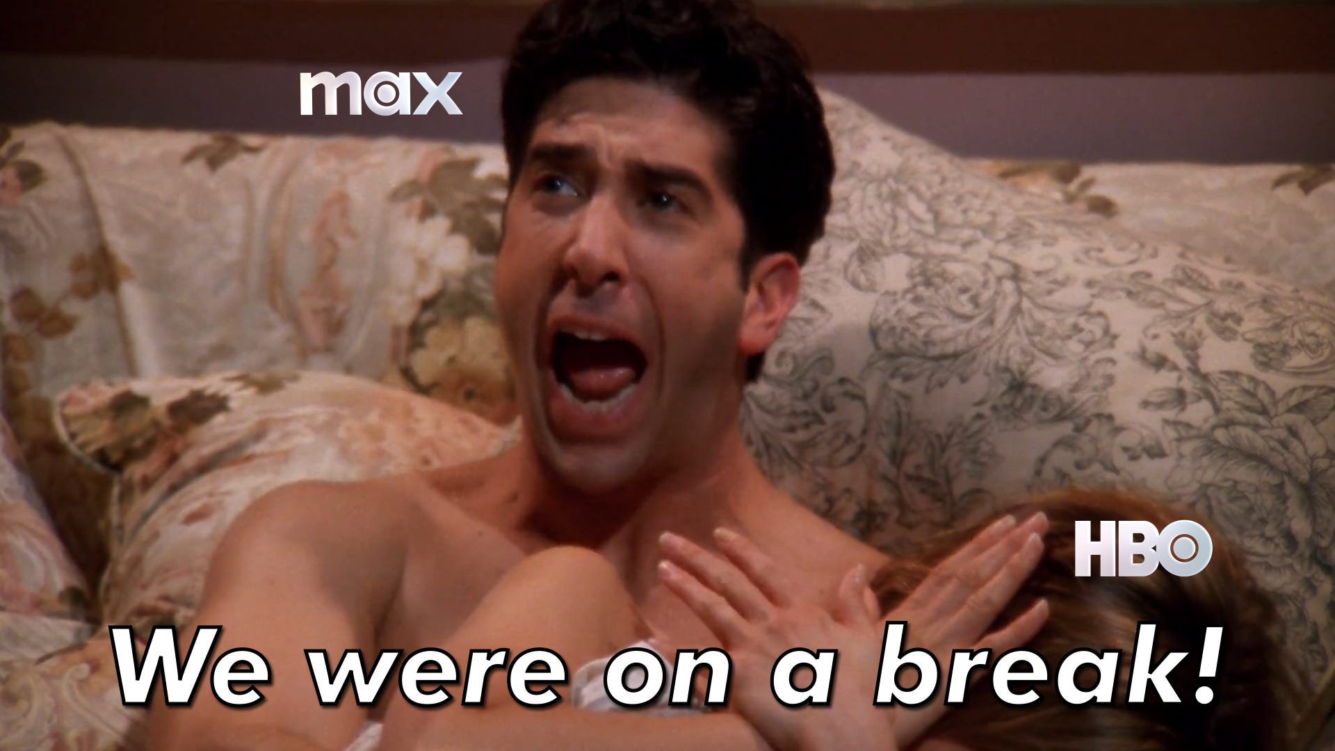 Friends meme announcing change from Max to HBO Max