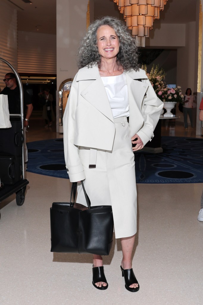Andie MacDowell in her hotel ahead of the Cannes Film Festival 2025