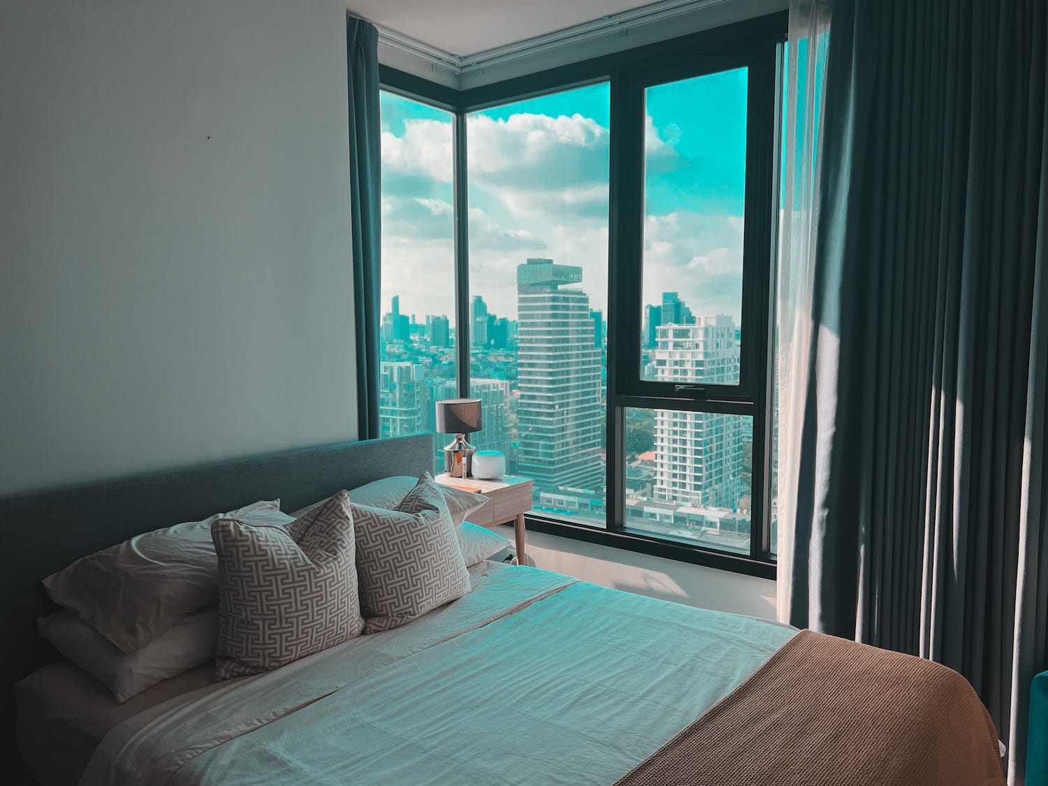The bedroom in a Bangkok apartment.