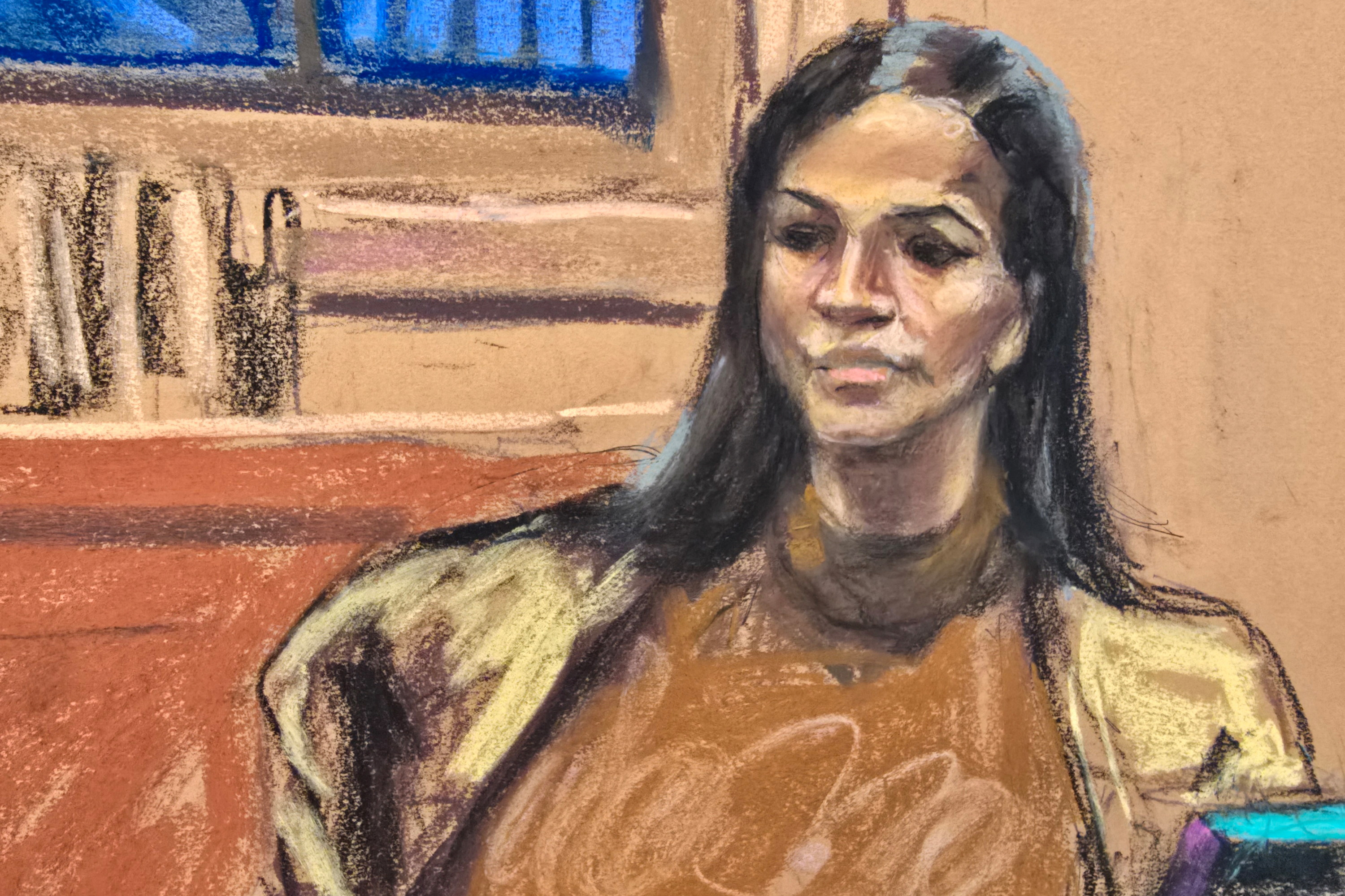 A court sketch of Cassie Ventura. 