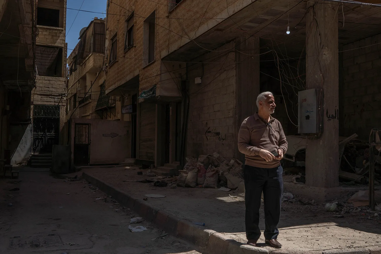 Nabeel Ghurra near his clinic in Ghouta.