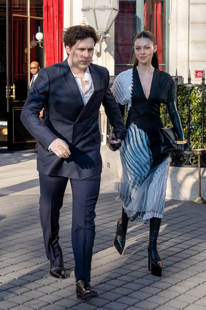 Brooklyn Beckham and Nicola Peltz in Paris in March 2023