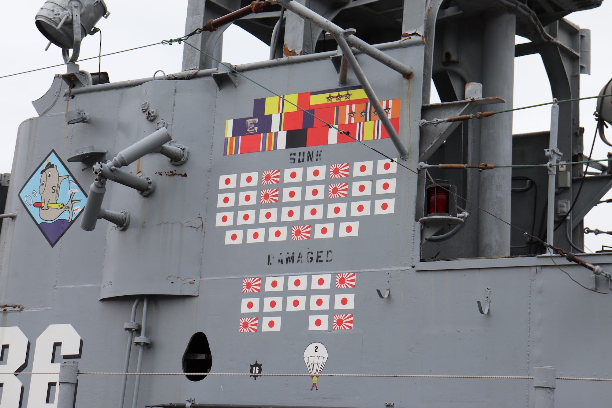 Decals on the USS Silversides.