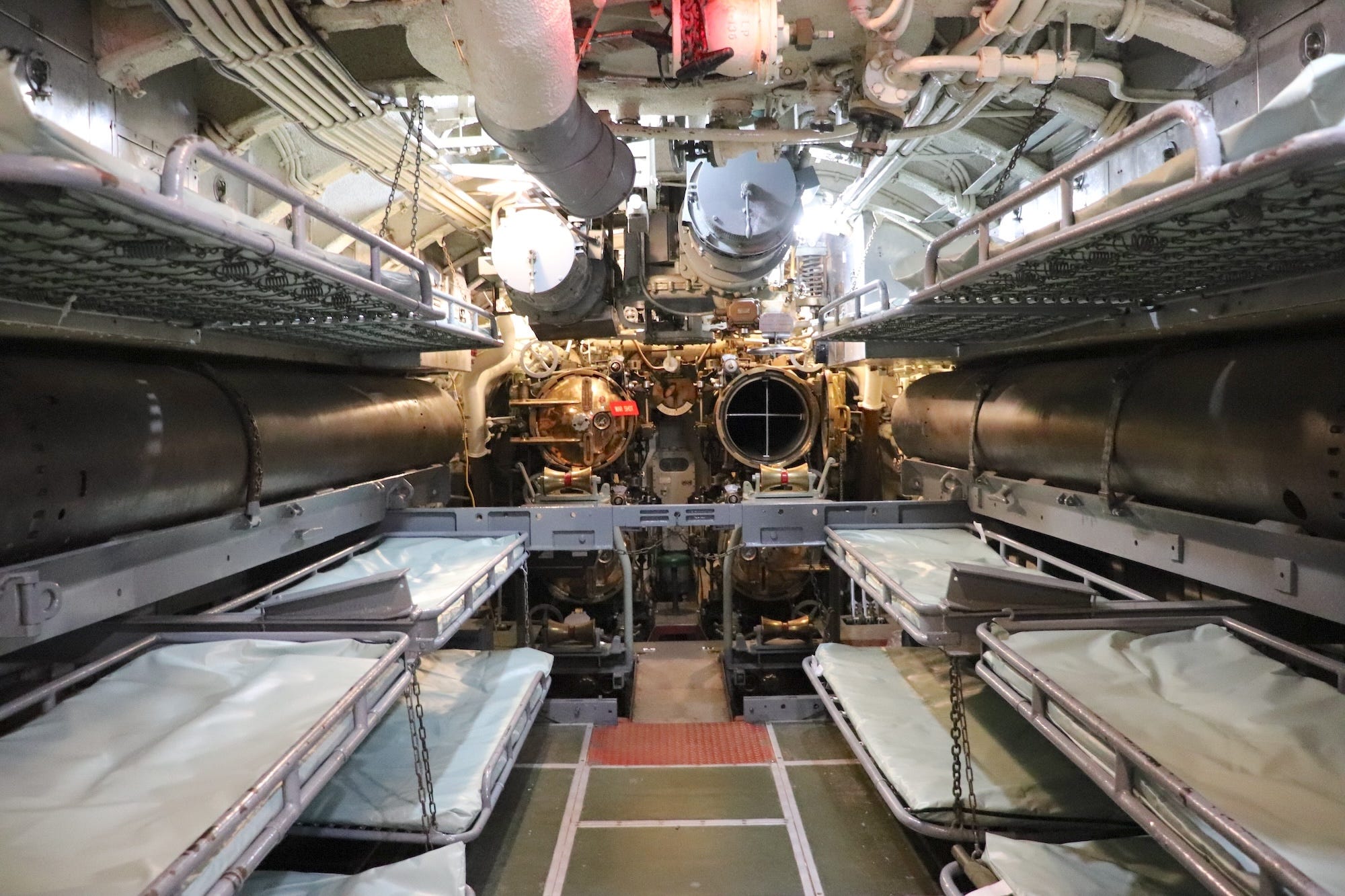 The forward torpedo room on the USS Silversides.