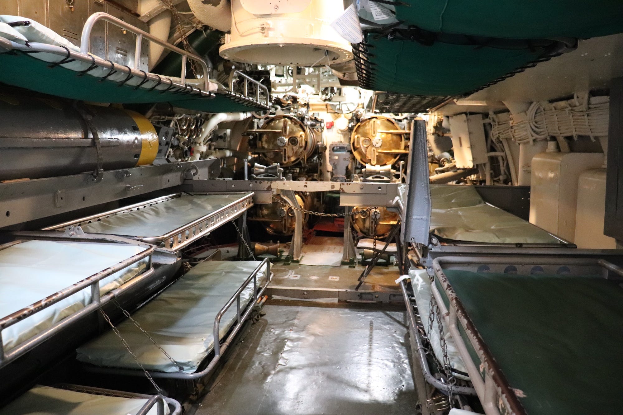 The after torpedo room on the USS Silversides.