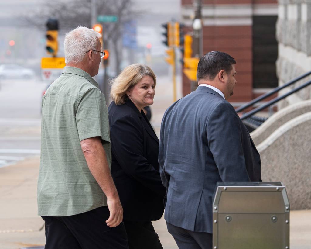 Milwaukee County Circuit Judge Hannah Dugan is seen entering the Milwaukee Federal Courthouse on May 15, 2025 in Milwaukee, Wis. 