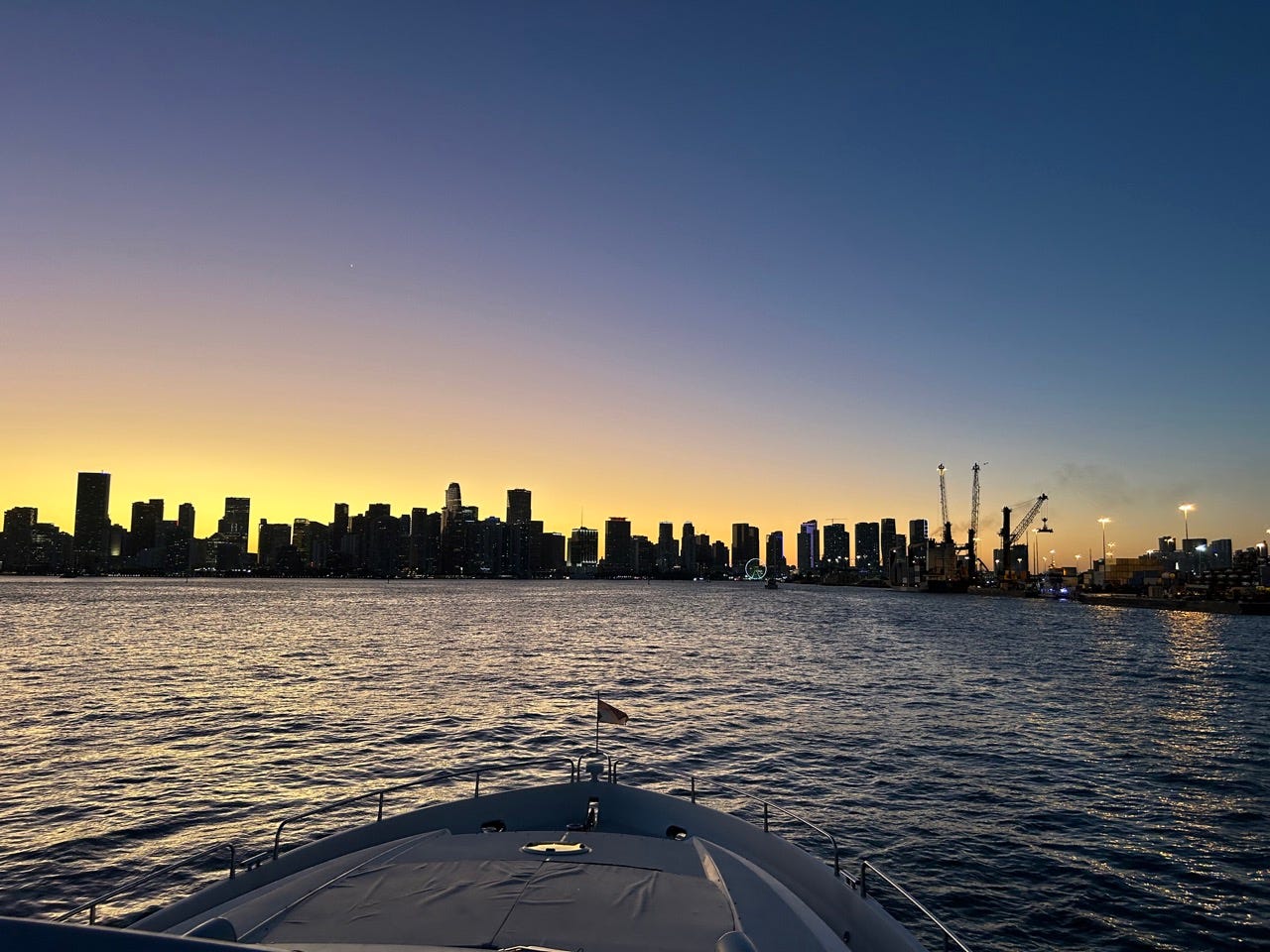 View of skyline as sun is setting