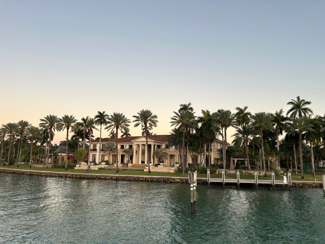 Palm trees and buildings along the w