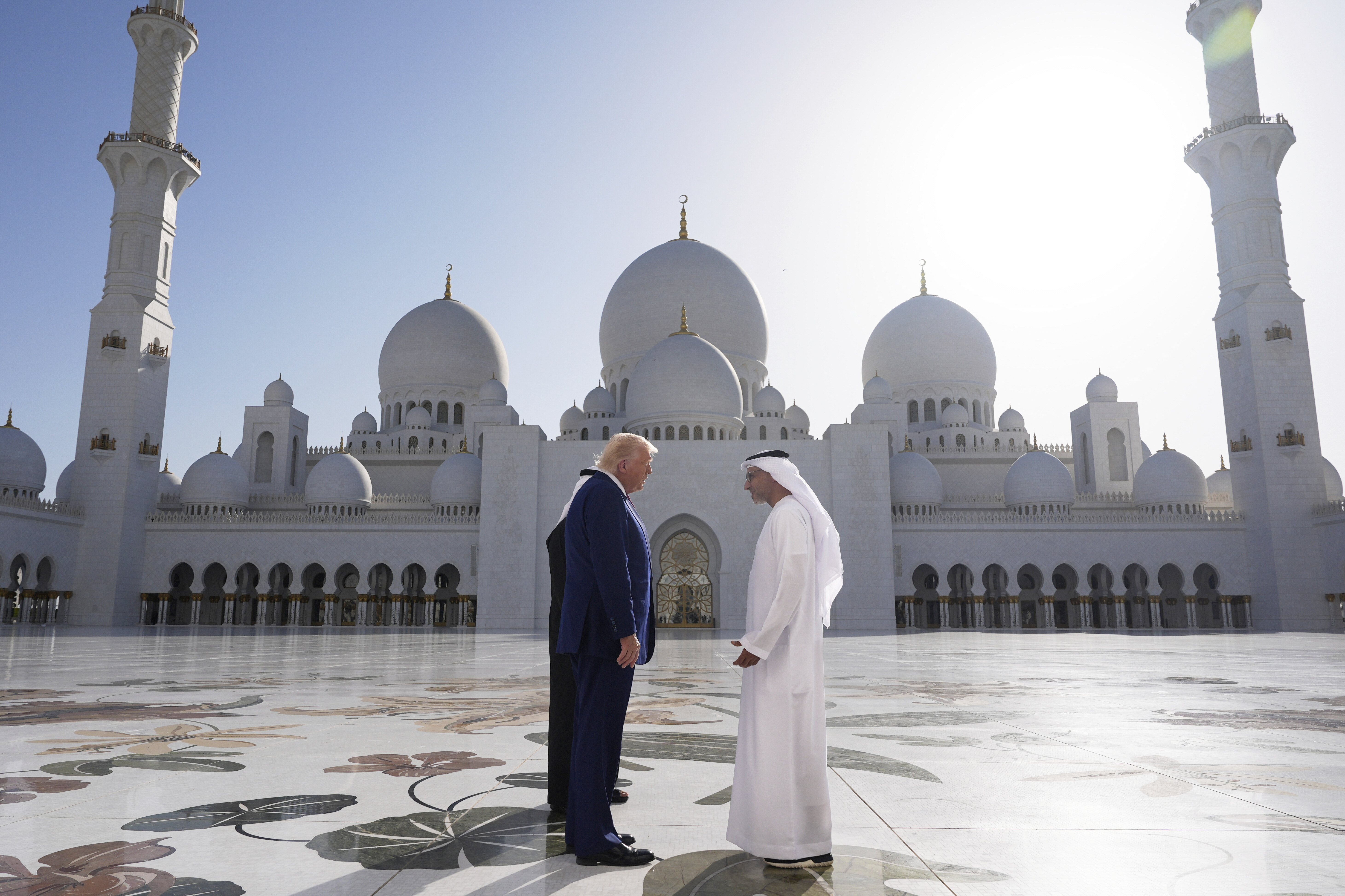 Trump made the rare presidential visit to a mosque during the third stop on his Mideast tour.