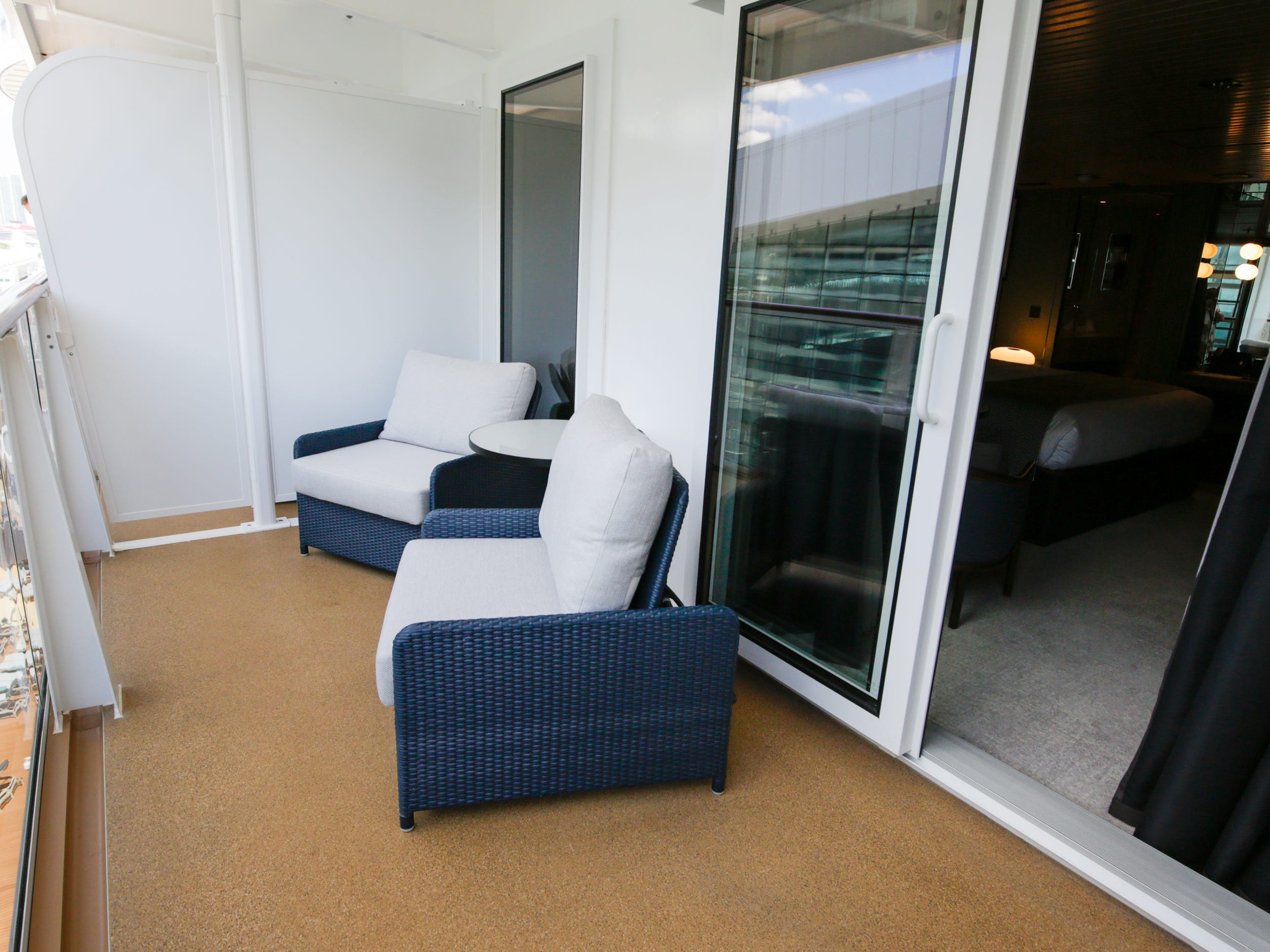 empty balcony in the Haven Penthouse with Balcony on Norwegian Aqua