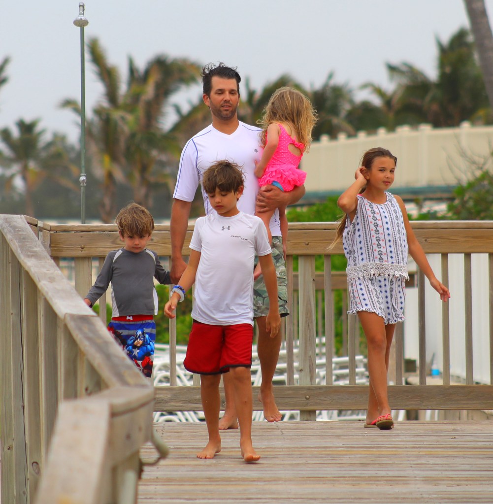 Donald Trump Jr. with his kids at the beach.