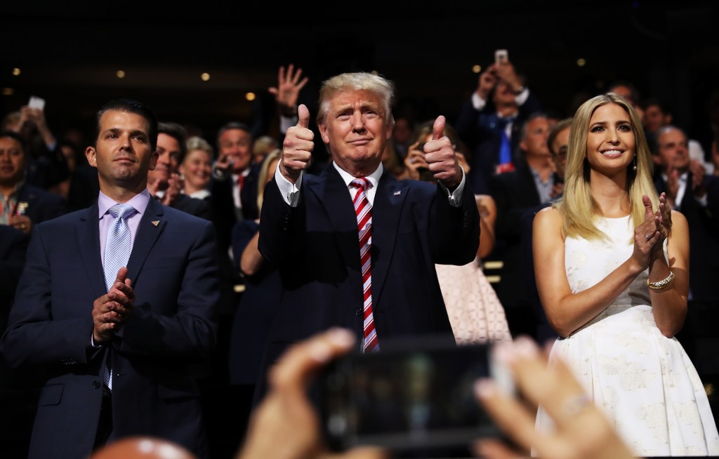 Donald Trump Jr., Donald Trump and Ivanka Trump.