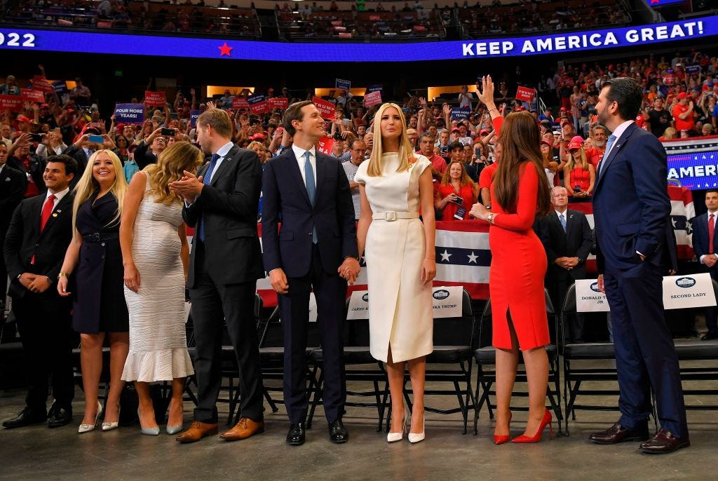 The Trump children at President Trump's 2020 campaign kickoff rally in Orlando, Florida
