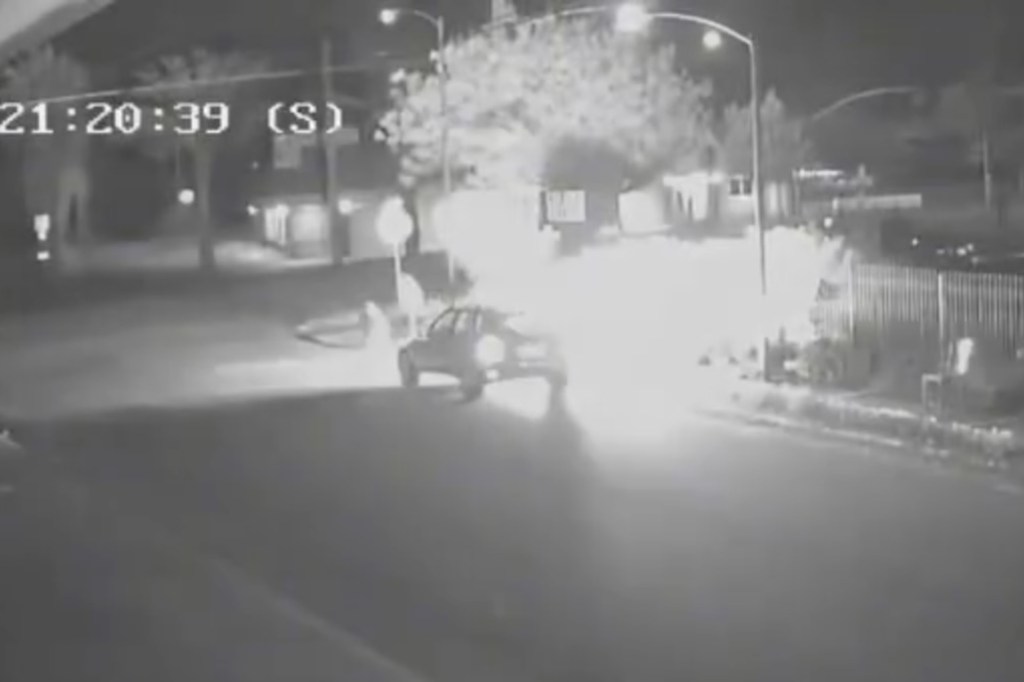 The victim exploded into a ball of fire after she was doused with fire accelerant, police said.