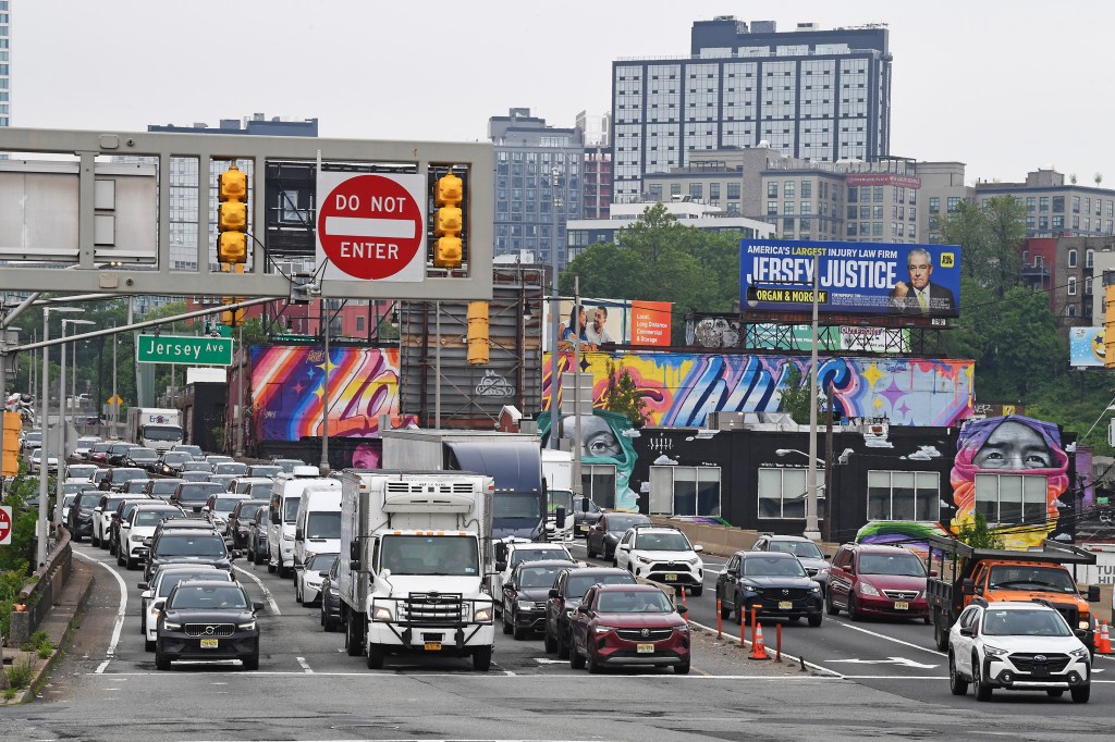 Traffic seen on the New Jersey side of the Holland Tunnel on May 15, 2025.