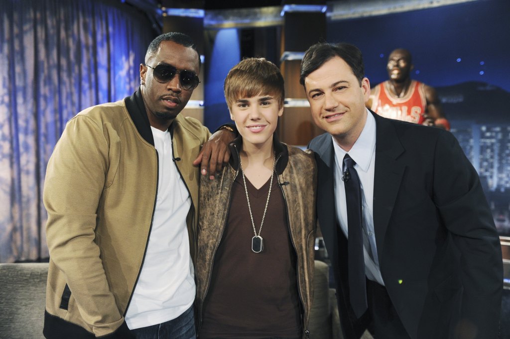 Sean Combs and Justin Bieber pose together.