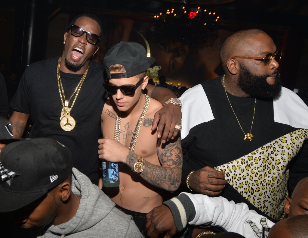 Sean 'Diddy' Combs, Justin Bieber and Rick Ross attend Ciroc party at Vanquish Lounge on February 5, 2014 in Atlanta, Georgia. 