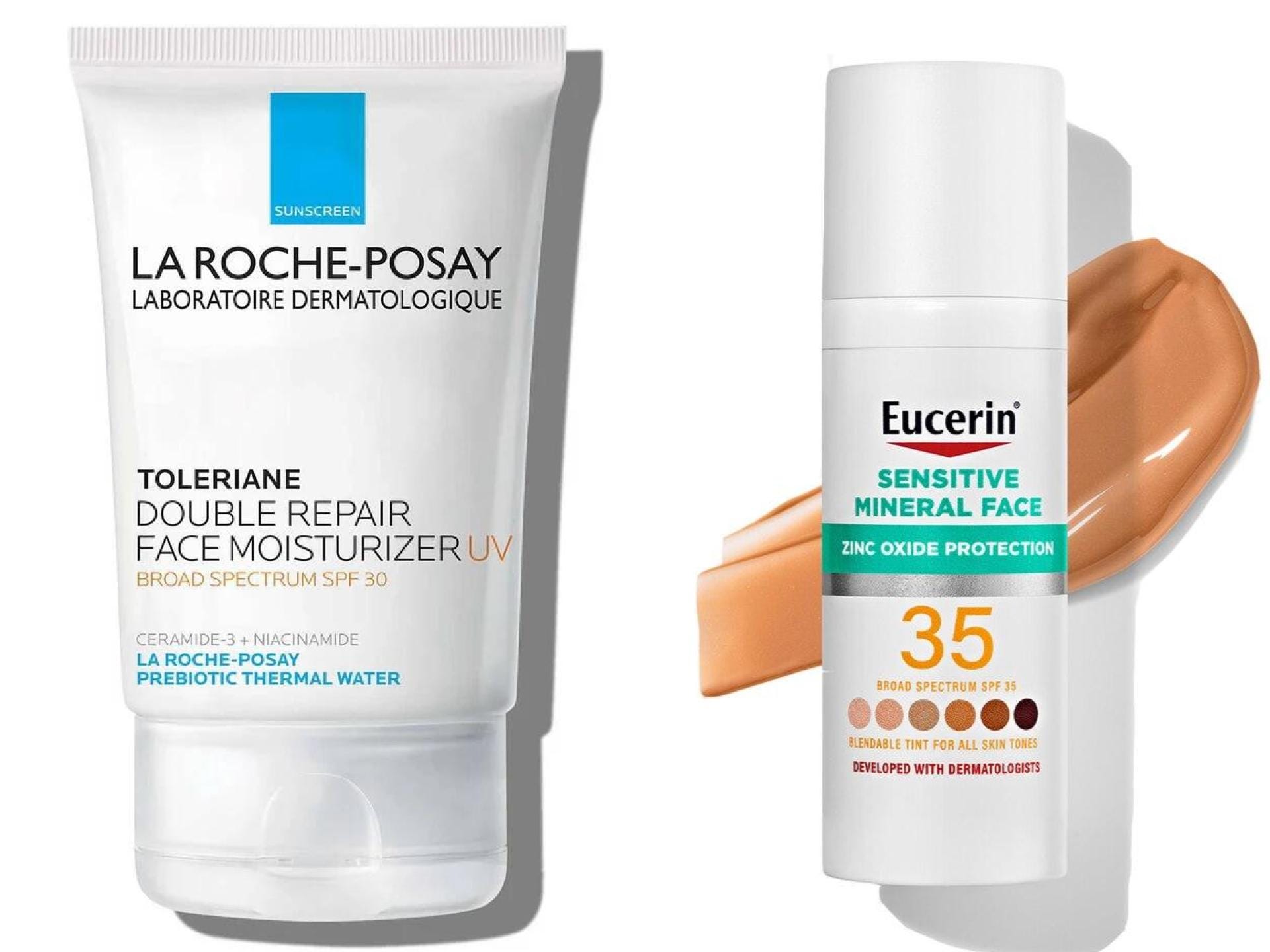 La Roche-Posay face moisturizer, Eucerin tinted sunscreen