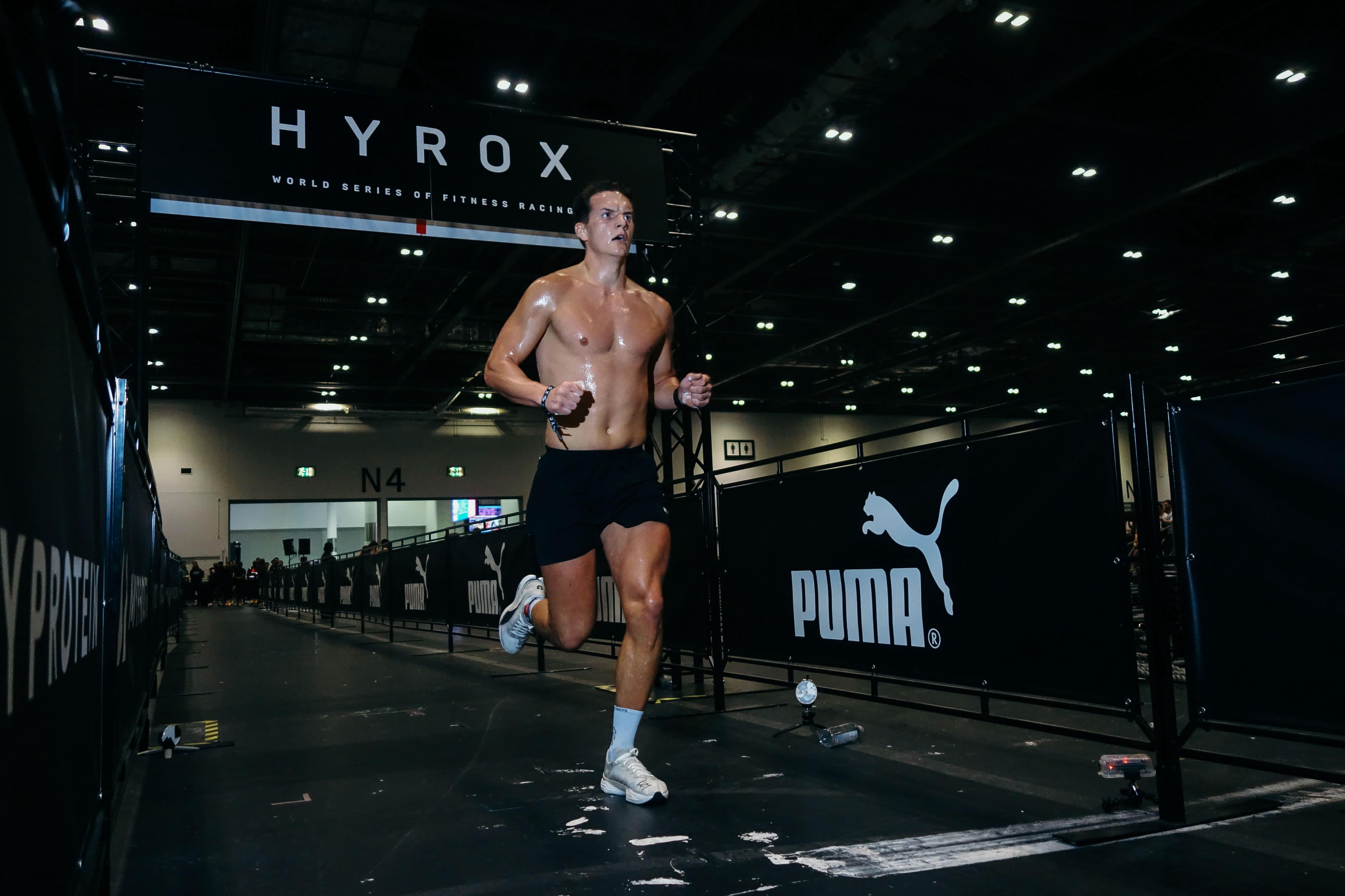 Danny Rae running in a Hyrox race