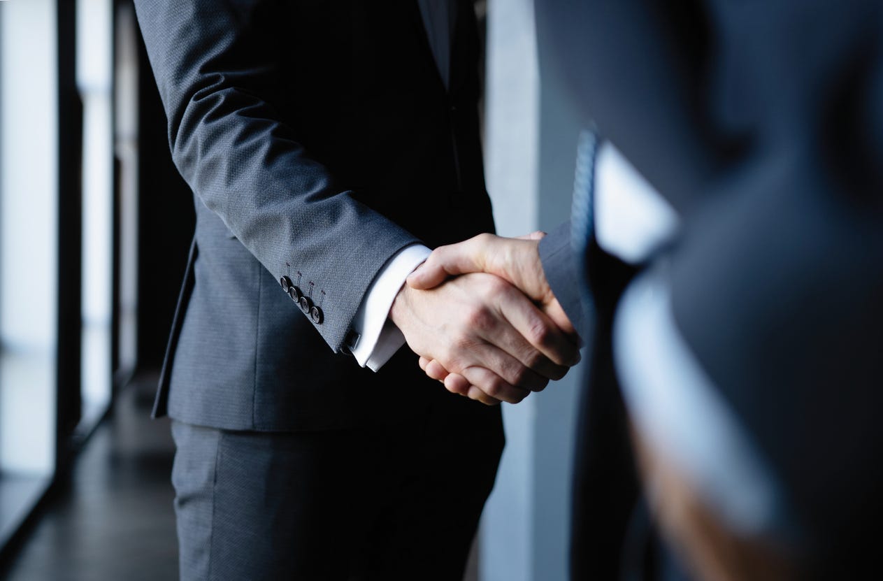 Two business people shaking hands