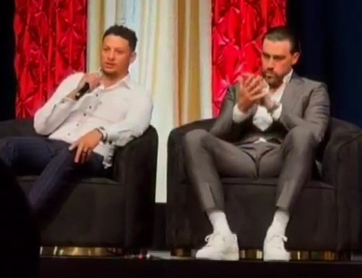 Travis Kelce and Patrick Mahomes at the Mahomies Vegas Golf Classic Gala Thursday night.
