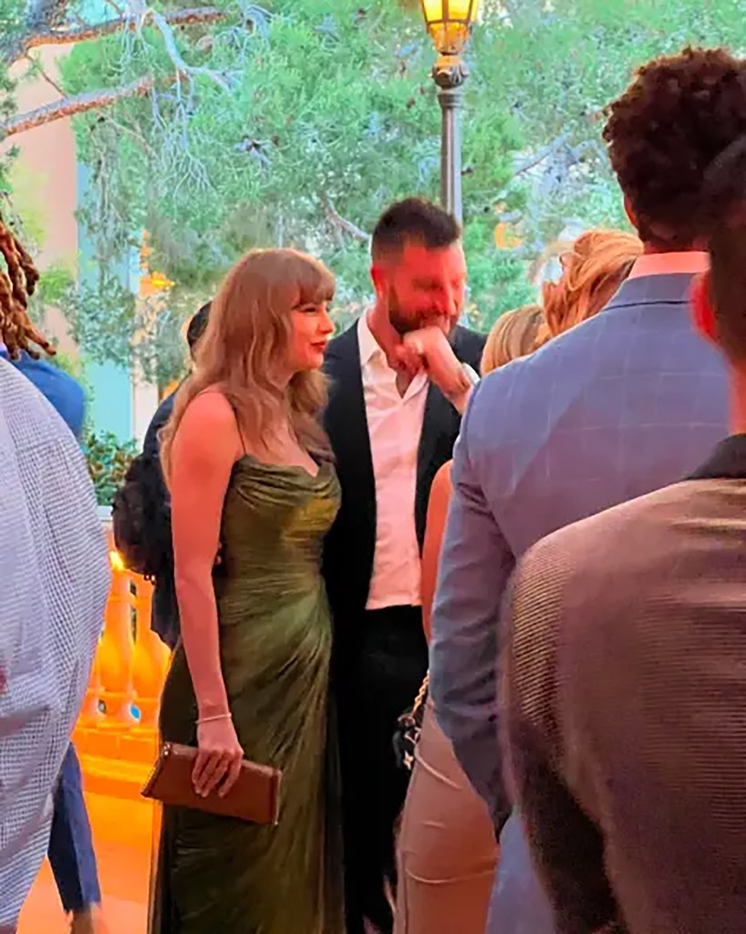 Travis Kelce and Taylor Swift at the Mahomies Vegas Golf Classic Gala in 2024. 