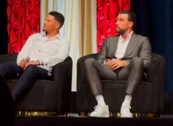 Travis Kelce and Patrick Mahomes at the Mahomies Vegas Golf Classic Gala Thursday night.