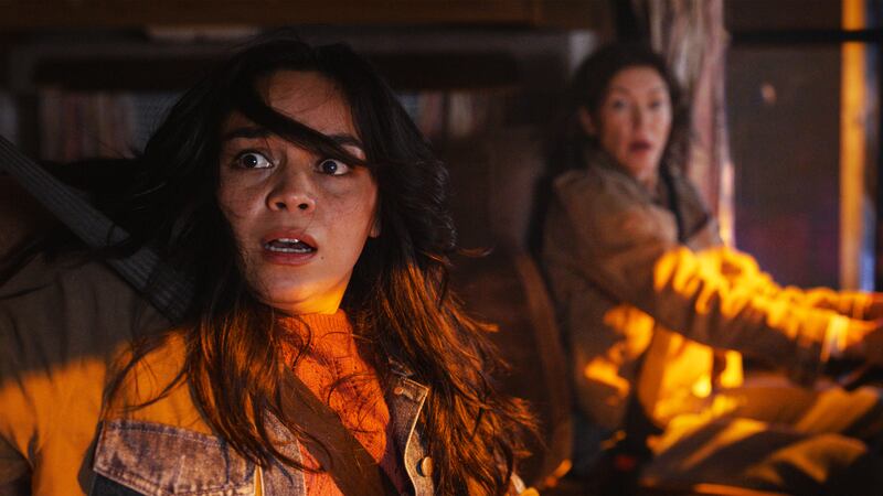 Rya Kihlstedt and Kaitlyn Santa Juana in "Final Destination: Bloodlines."