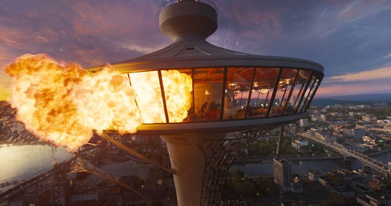 An exploding tower in “Final Destination Bloodlines."