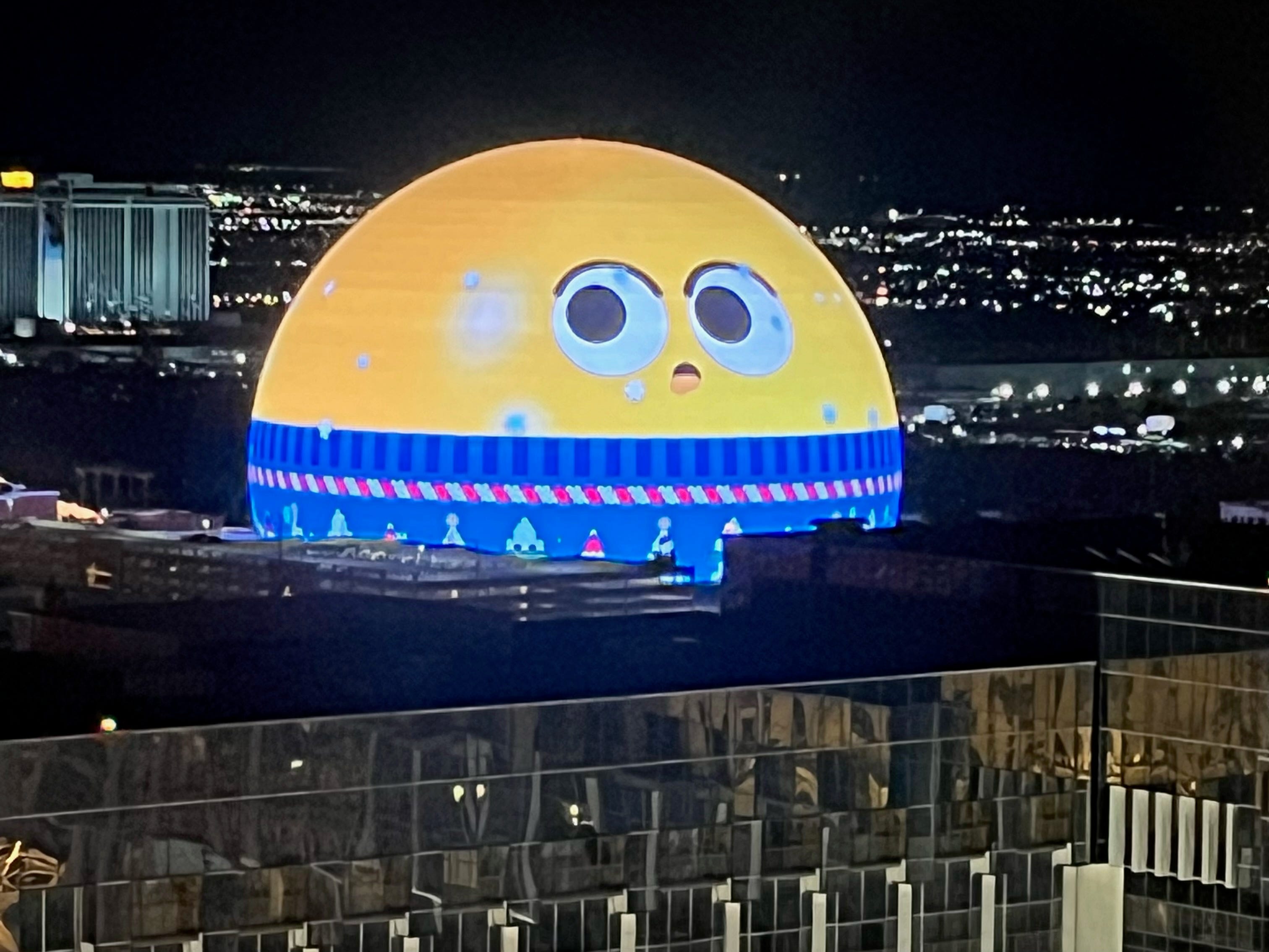 Las Vegas Sphere with face on it