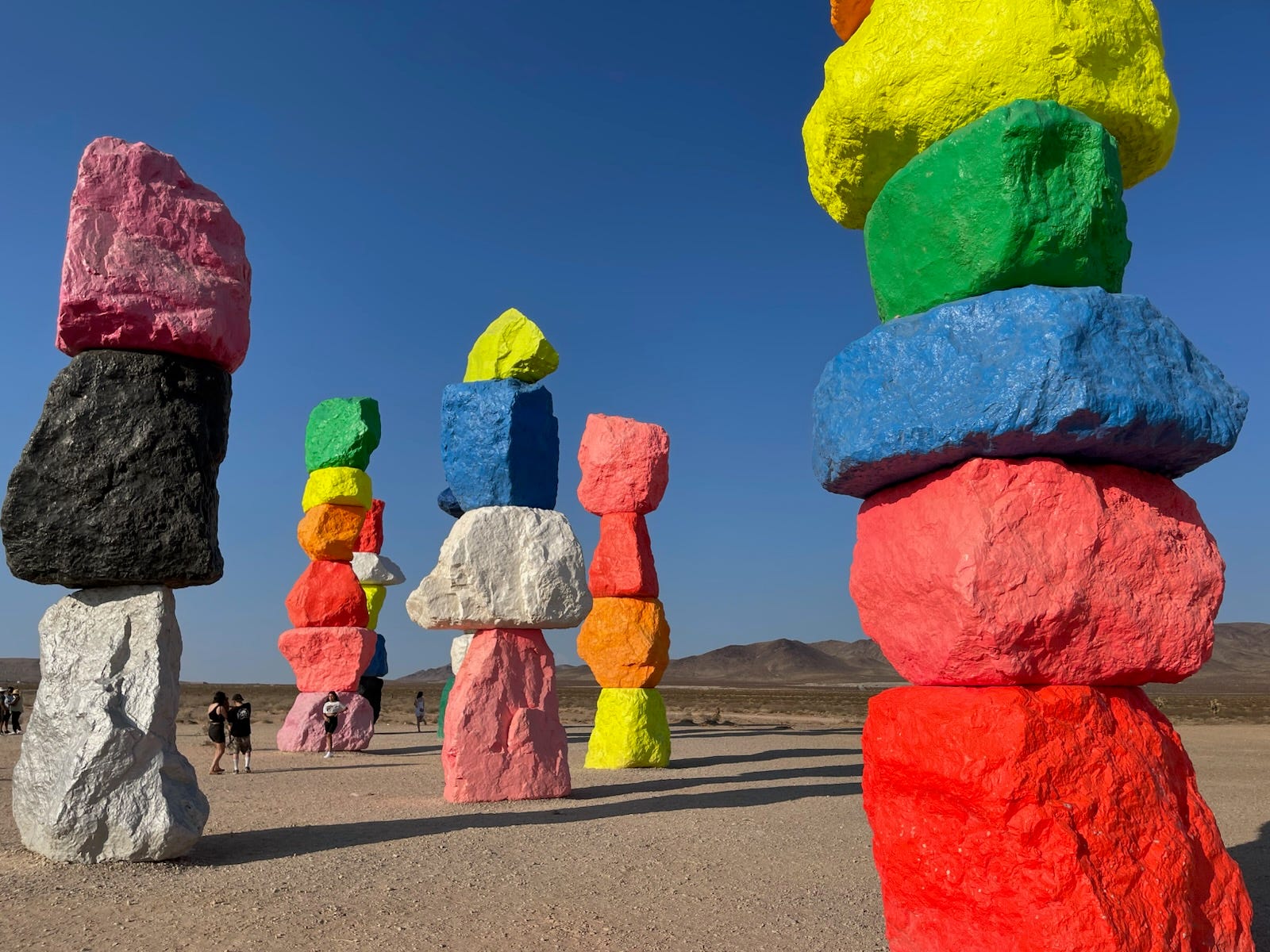 colorful rock stacks of Seven Magic Mountains