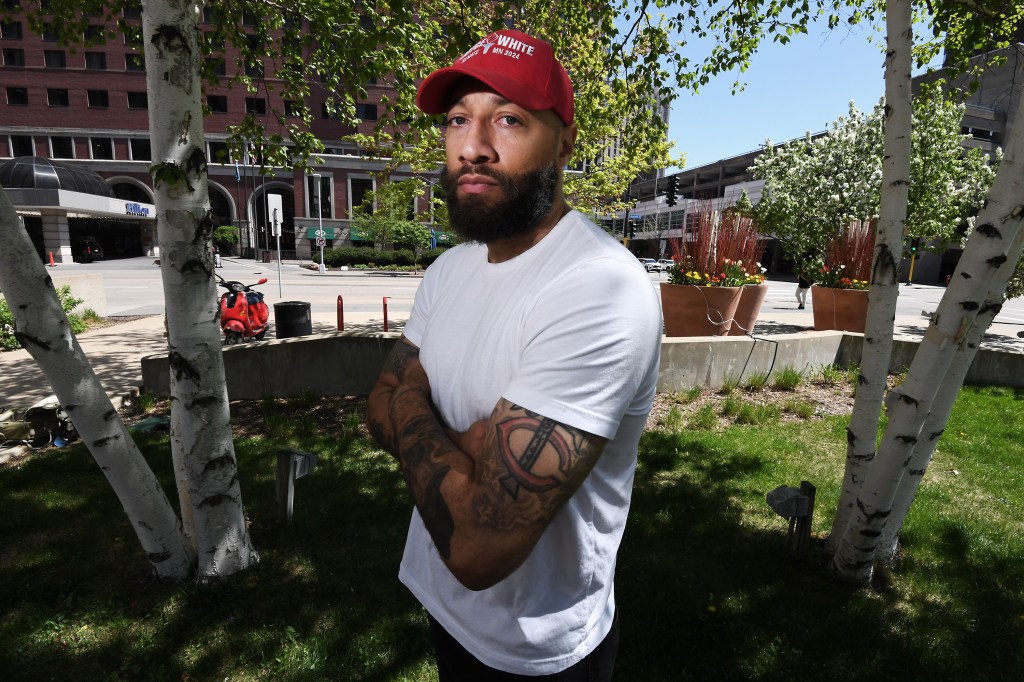 Royce White, former NBA player and 2026 Republican candidate for the US Senate, in Minneapolis, five years after the death of George Floyd.