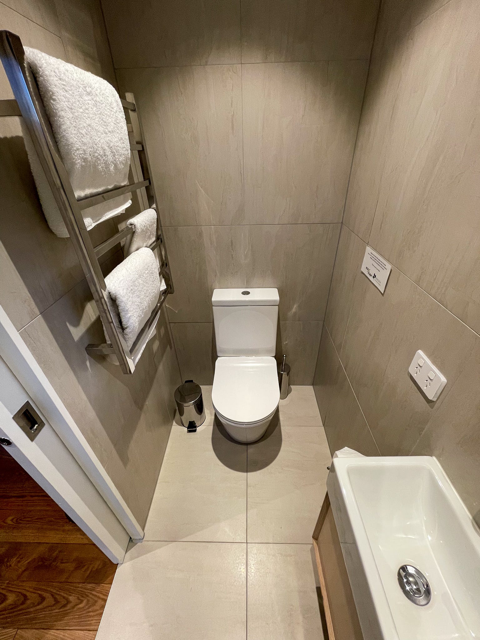 The bathroom in the tiny house.