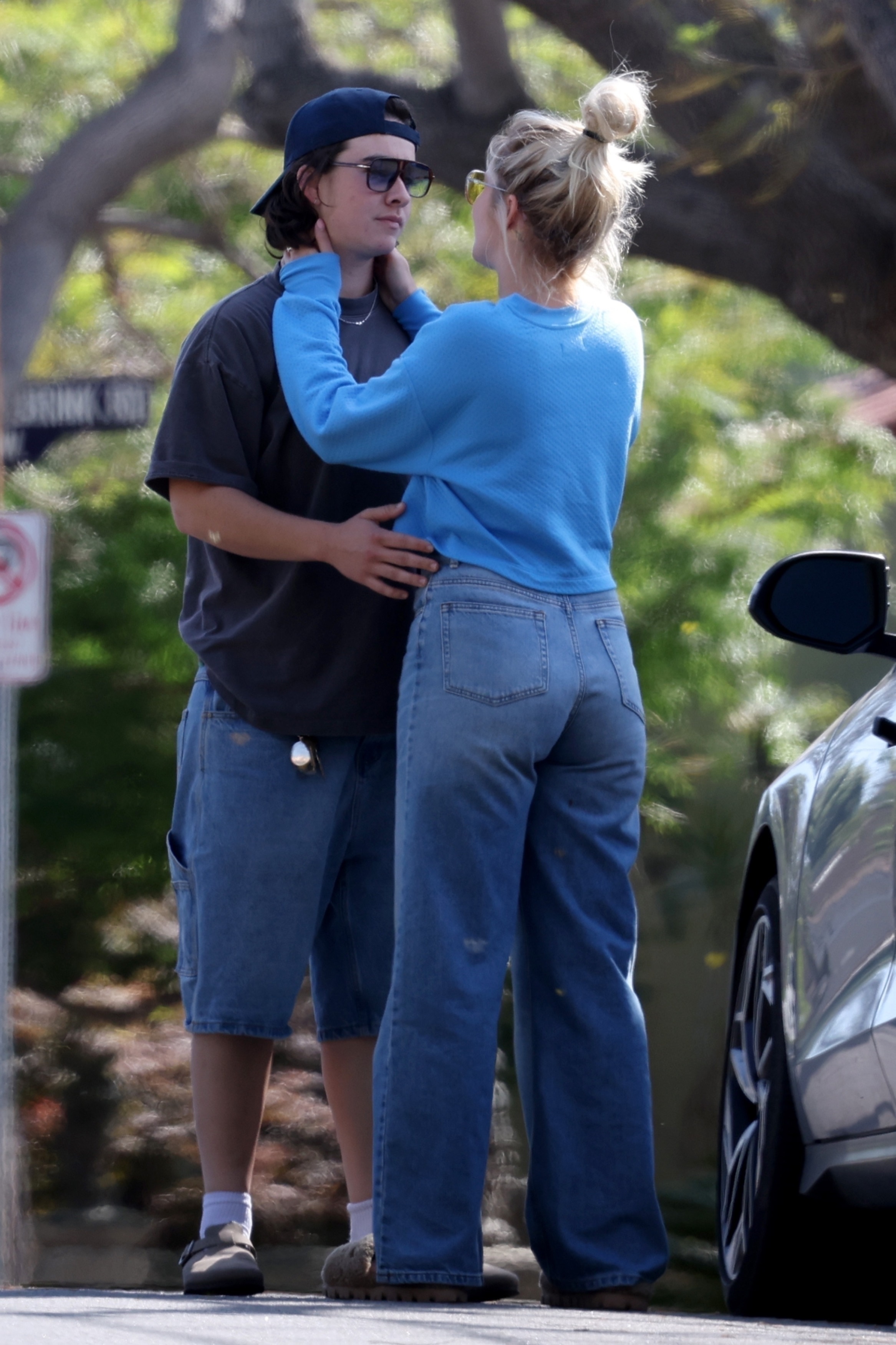 Anna Camp and Jade Whipkey being affectionate in Los Angeles. 