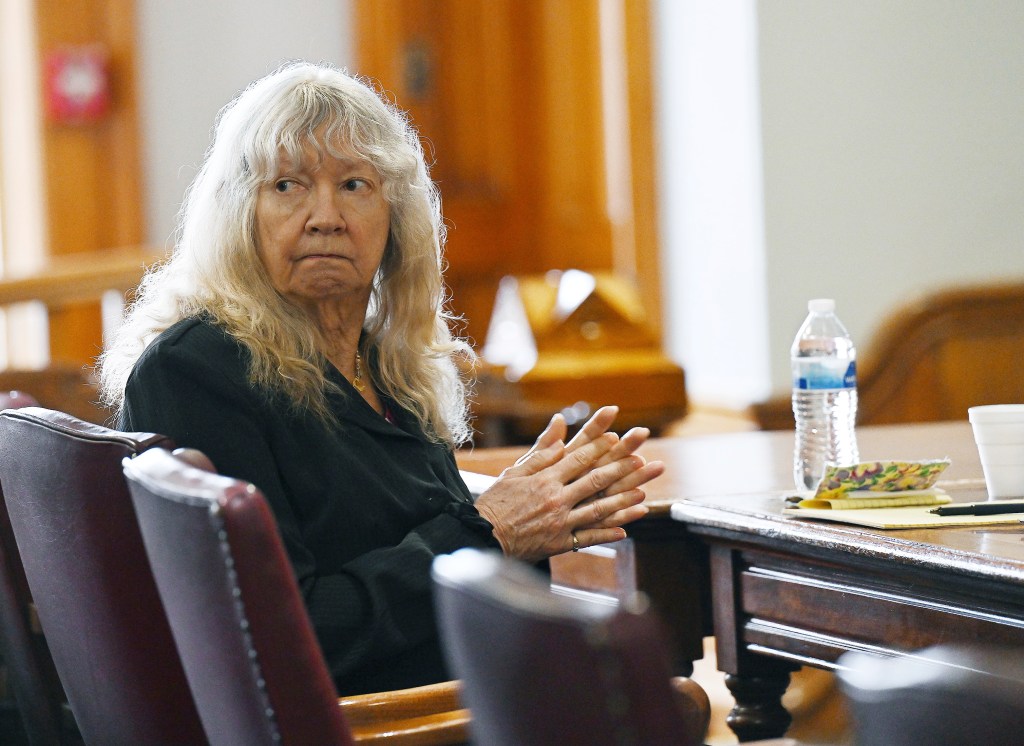 Marshella Chidester looks around the courtroomm during a break in her murder trial at the Monroe County Courthouse on March 5, 2025.