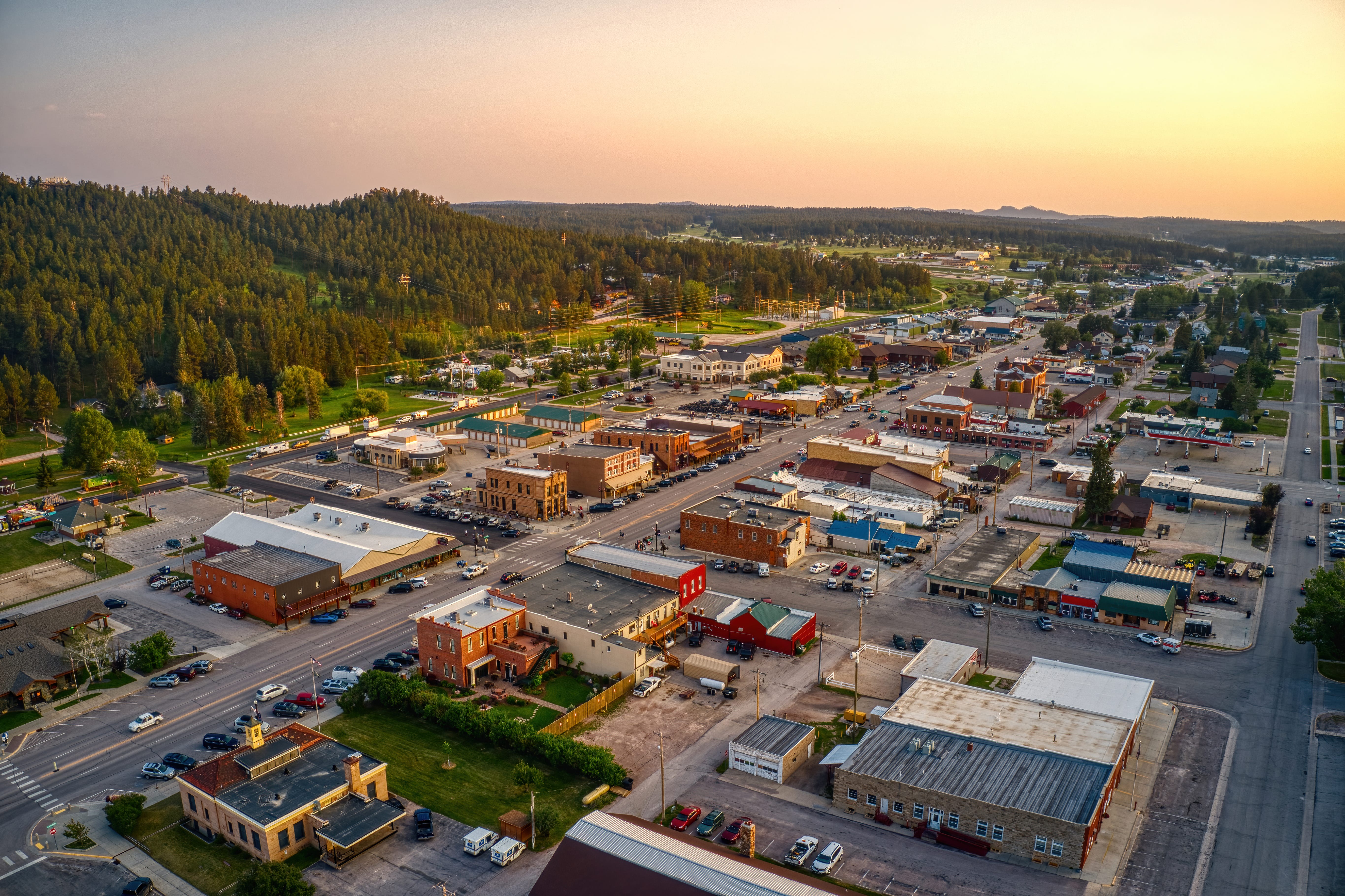 Aerial view of Custer, South Dakota
