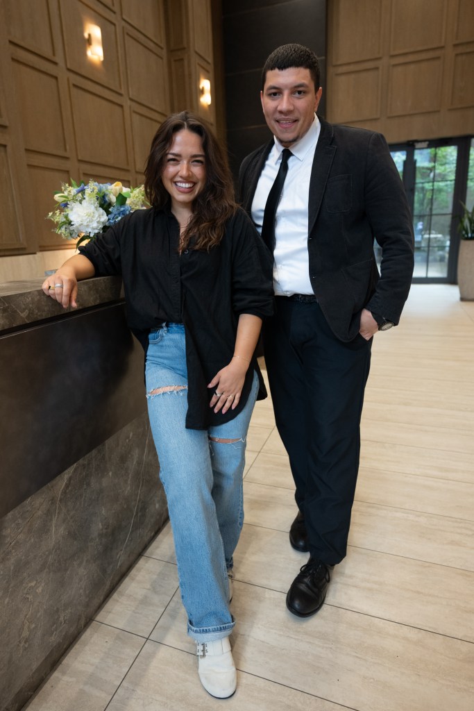 Abigail Olshavsky and Wilbey Martinez standing together at 292 9th Street, Brooklyn, NY, described as an amazing, nice person by Olshavsky.