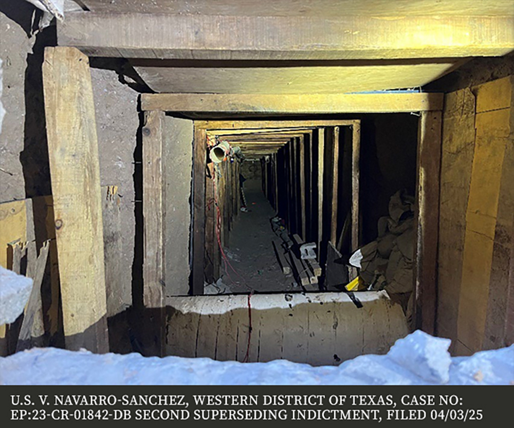 Photo of man-made tunnel used to smuggle people from Mexico to the United States.
