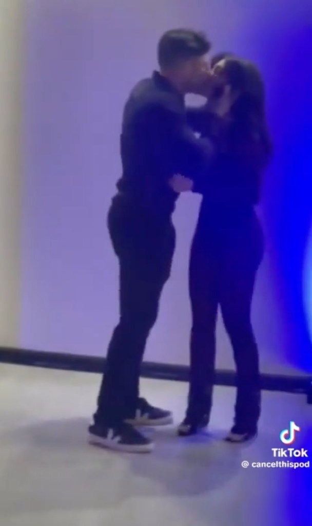 A screengrab from the now infamous video, showing the couple kissing.