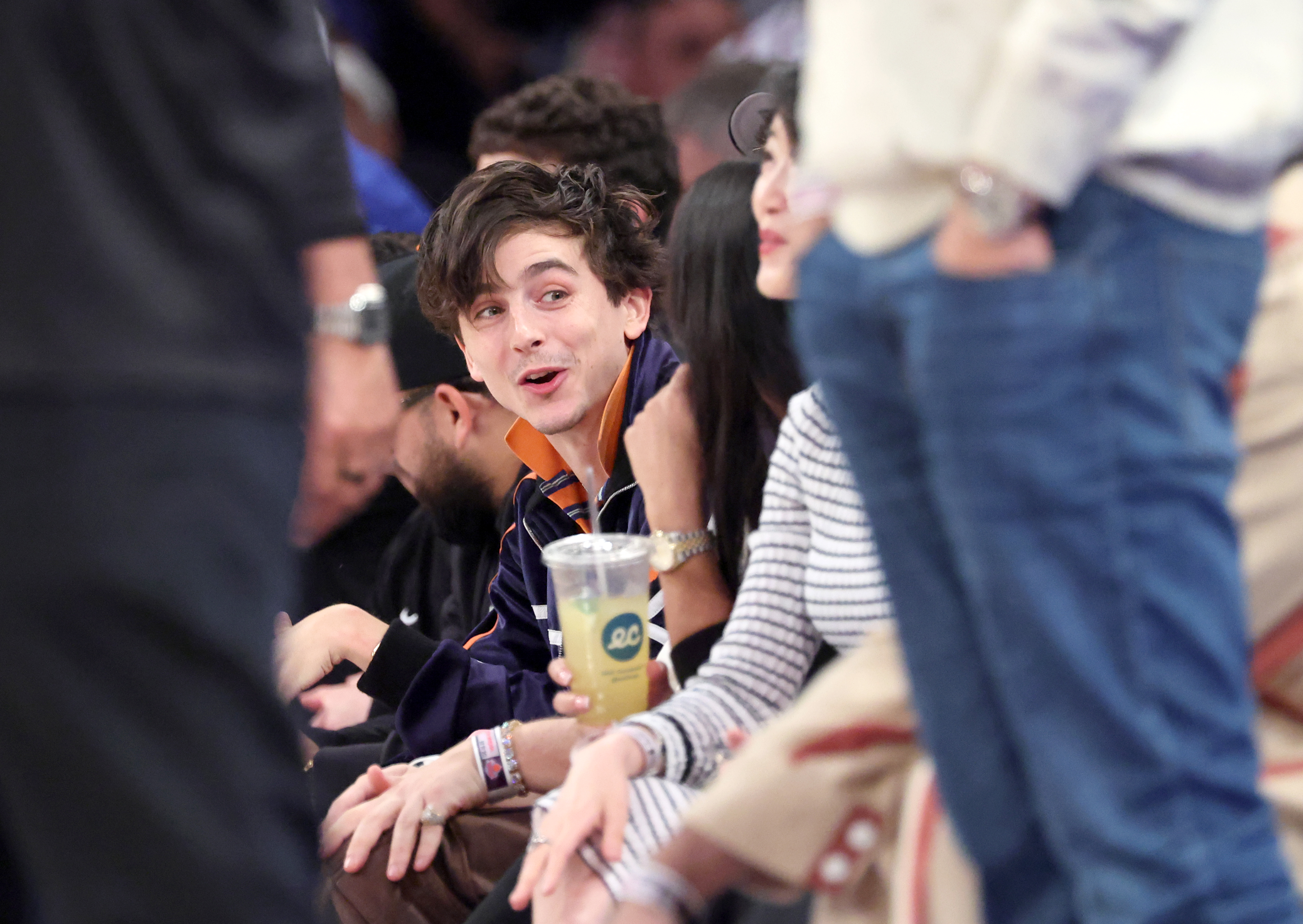 Timothée Chalamet at a Knicks game.